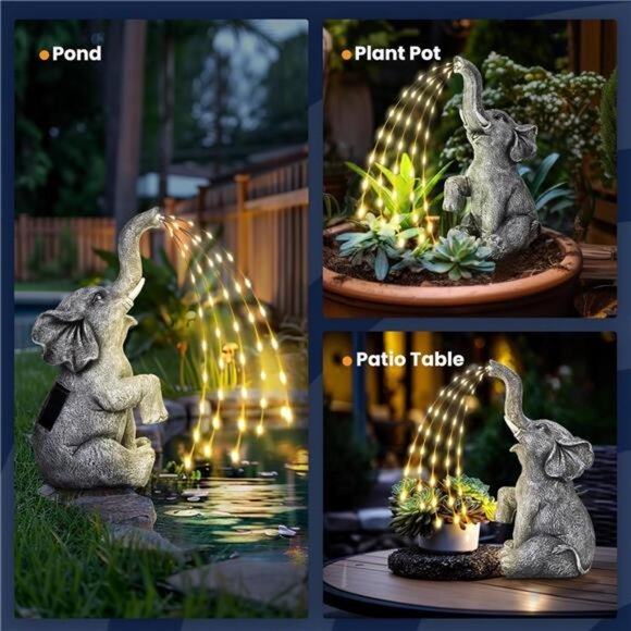 Solar Garden Decor Upgraded Elephant Statues Outdoor, Birthday Gifts Outdoor - Picture 4 of 7